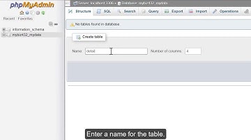 phpMyAdmin Tools - Create Table