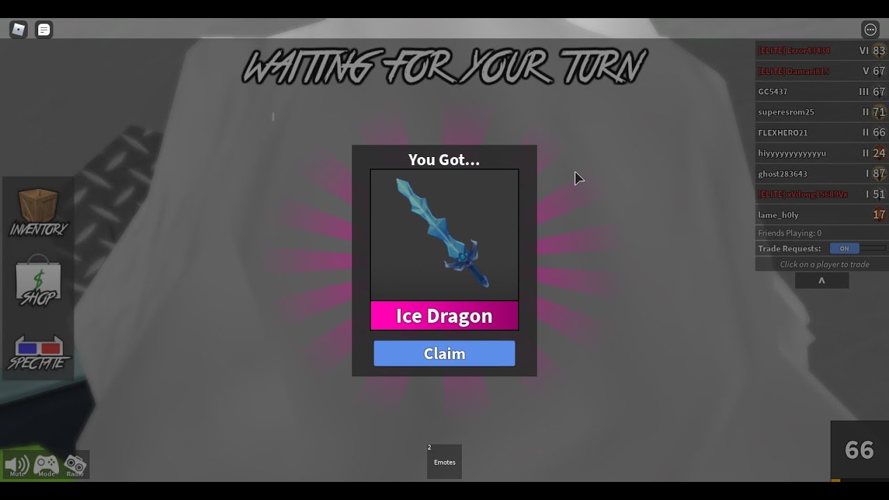 Trading Death Shard for Ice Dragon in MM2. YouTube