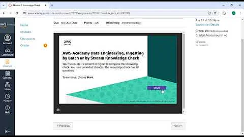 Module 7 Eduskills AWS Academy Data Engineering Course || knowledge check correct answers