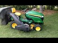 My John Deere x380 lawn tractor with the power mulcher & power flow bagger!