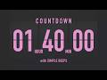 1 Hour 40 Minute Countdown Timer ⏳ Flip Clock with Simple Beeps 💕🖤