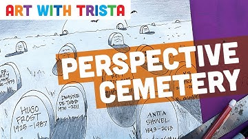 How to Make A 1-Point Perspective Drawing of a Cemetery Art Lesson - Art With Trista