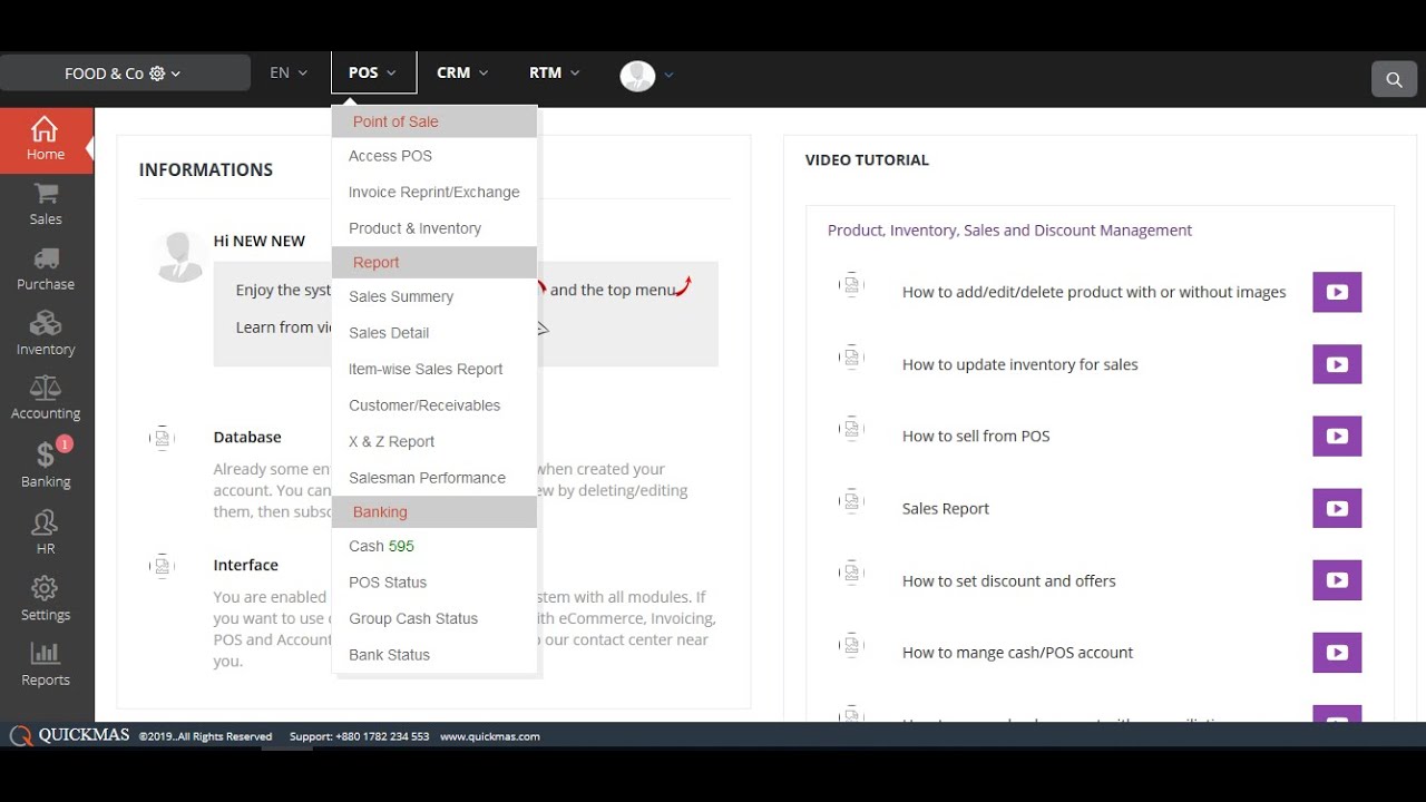 Point of Sales report in quickmas.com