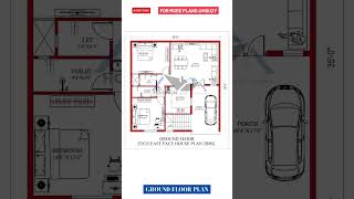 35x35 East Facing House Plan #houzy #35x35houseplan #eastfacinghouseplan #homedesign #houseplanning