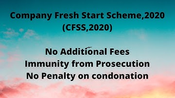 Company Fresh Start Scheme, 2020 (CFSS, 2020)