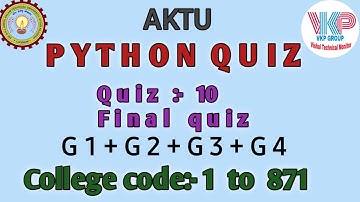 Python quiz 10 // prutor.ai  final quiz / college code 1 to 871 / G1,G2,G3,G4 / Python special quiz