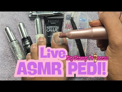 Live ASMR Acrylic Removal & New Gel Pedi Design! 💅🏾🦶🏾#giantessfeet #ASMR #pedicure