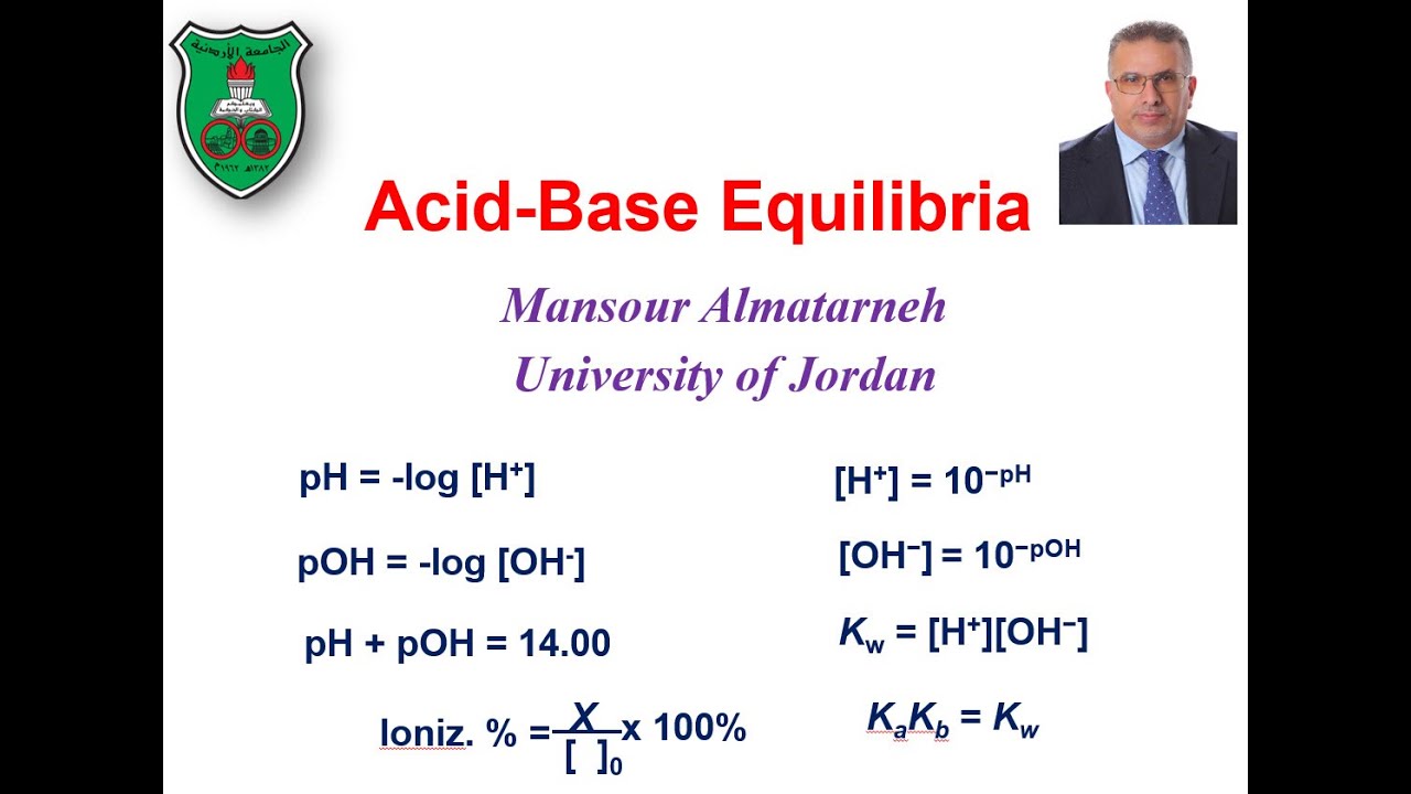 Acid–Base Equilibria: حسابات الاتزان للحمض والقاعدة (Lecture 1)
