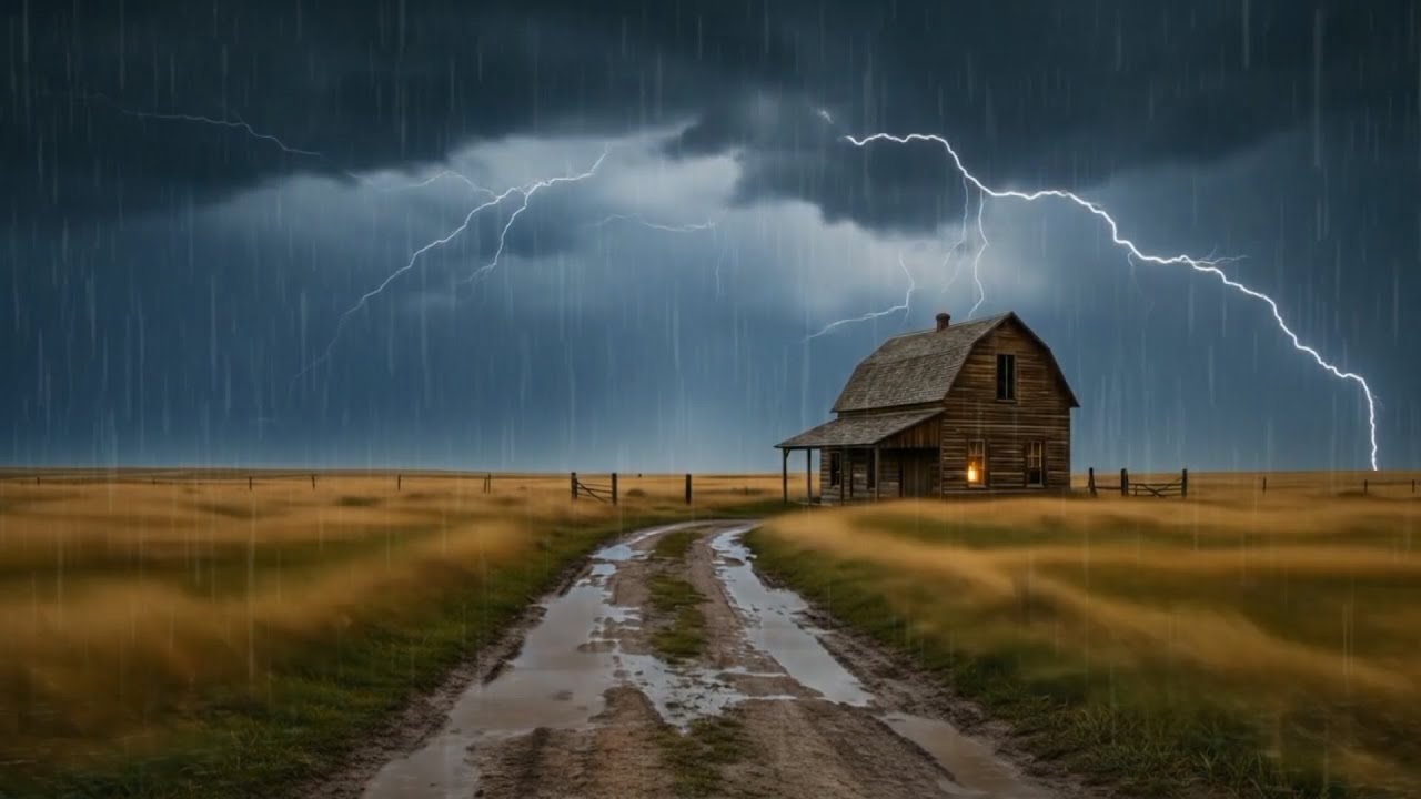 [ LIVE ] Heavy Rain & Distant Thunder in Rustic Cabin 🌧️ | Deep Sleep ...