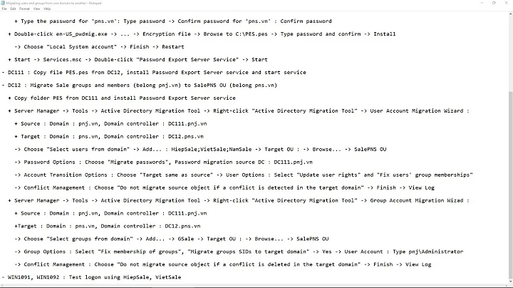 Migrating users and groups from one domain to another