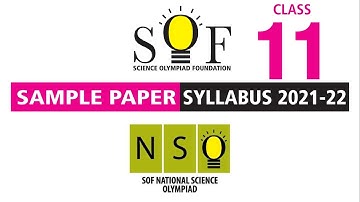 NSO Science Olympiad Class 11 Sample Paper 2021-22