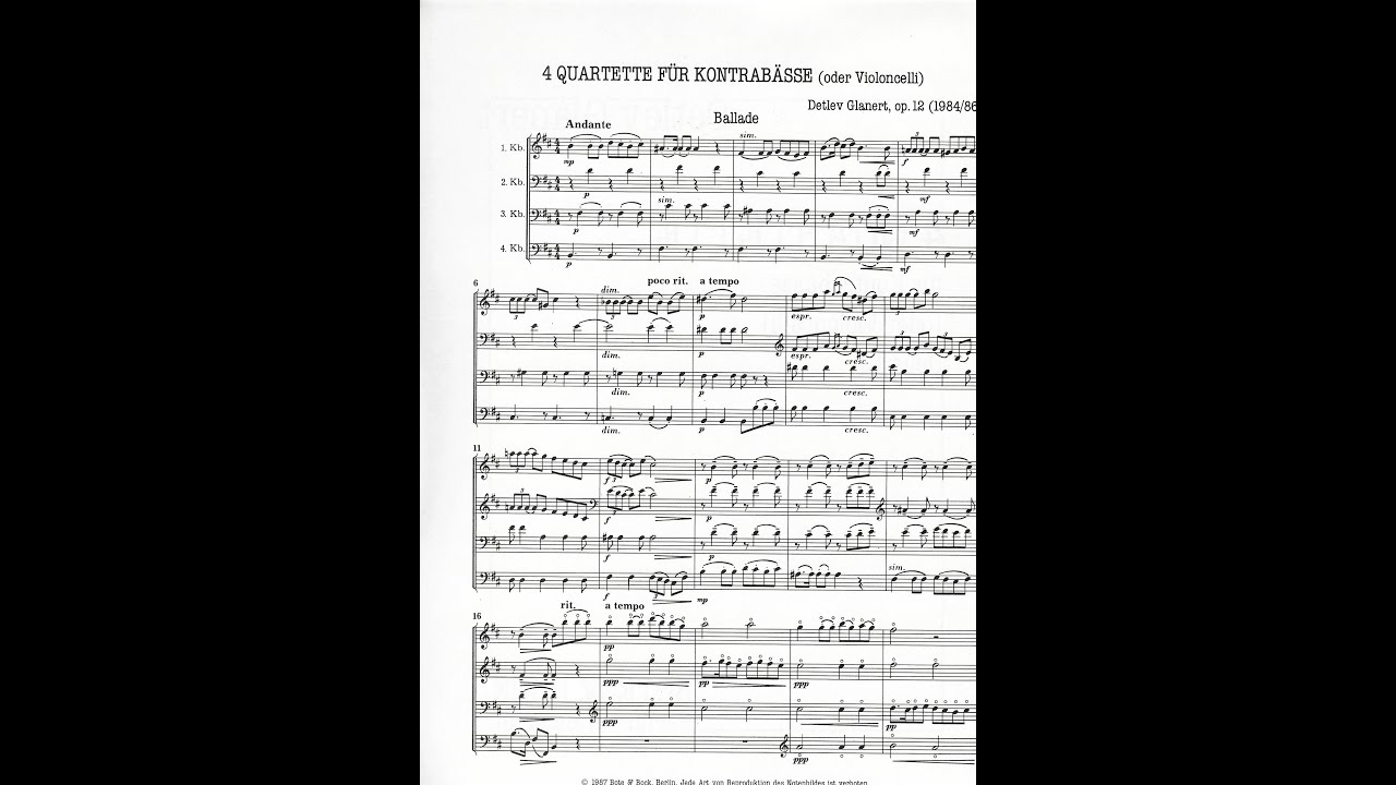 Detlev Glanert – 4 Double Bass Quartets