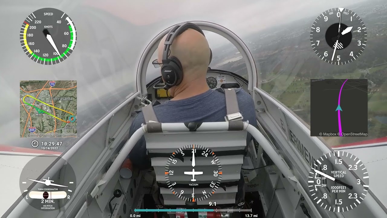 Flying the Van's RV-8 with Telemetry Overlay