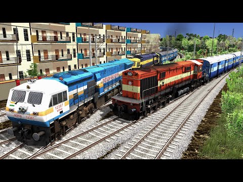 Diamond Crossing At Katni Outer | Heavy Traffic | PUNE WDM3D Give Priority to WDP4B | Railworks