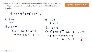 Quadratic Function with a reminder theorem