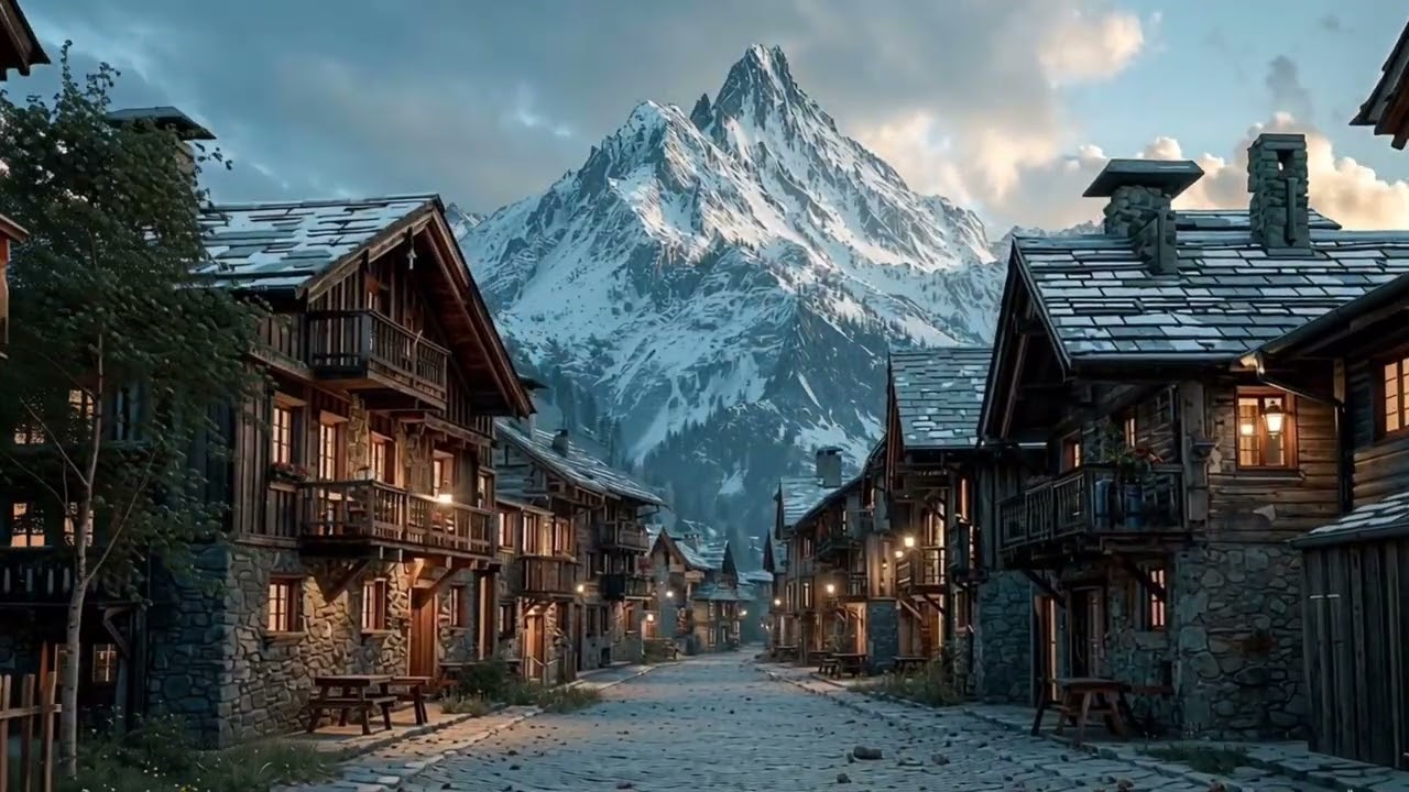 Peaceful Mountain Village Ambience ❄️