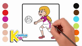 How to Draw and Color Volleyball for Kids Sports Coloring Book and Page Art for Kids