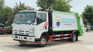 ISUZU waste compactor truck operation test