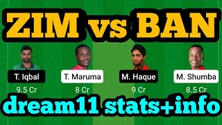 ZIM vs BAN Dream11|ZIM vs BAN Test|ZIM vs BAN Dream11 Prediction|