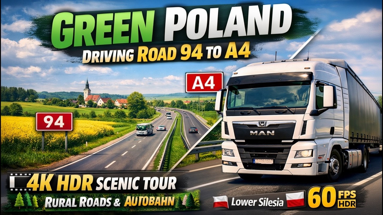 Green Poland: Driving Road 94 to A4 | 4K HDR Scenic Tour