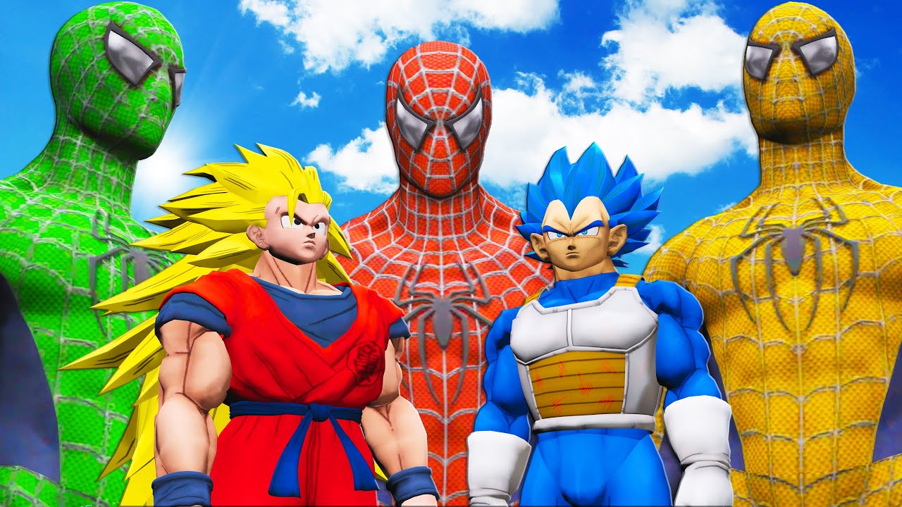 GOKU and VEGETA vs TEAM SPIDER-MAN - Epic Superheroes Battle - YouTube