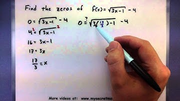 Pre-Calculus - Finding zeros of radical functions