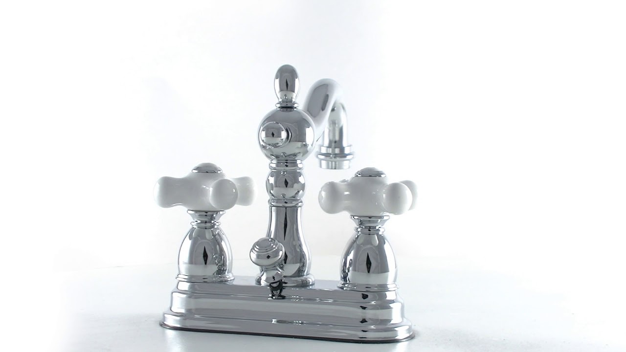 Heritage KB1601PX 3-Hole Deck Mount 4" Centerset Bathroom Faucet, Polished Chrome | KINGSTON