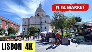 LISBON, PORTUGAL 🇵🇹 [4K] Alfama Flea Market — Feira da Ladra — Walking Tour — JUNE 2022