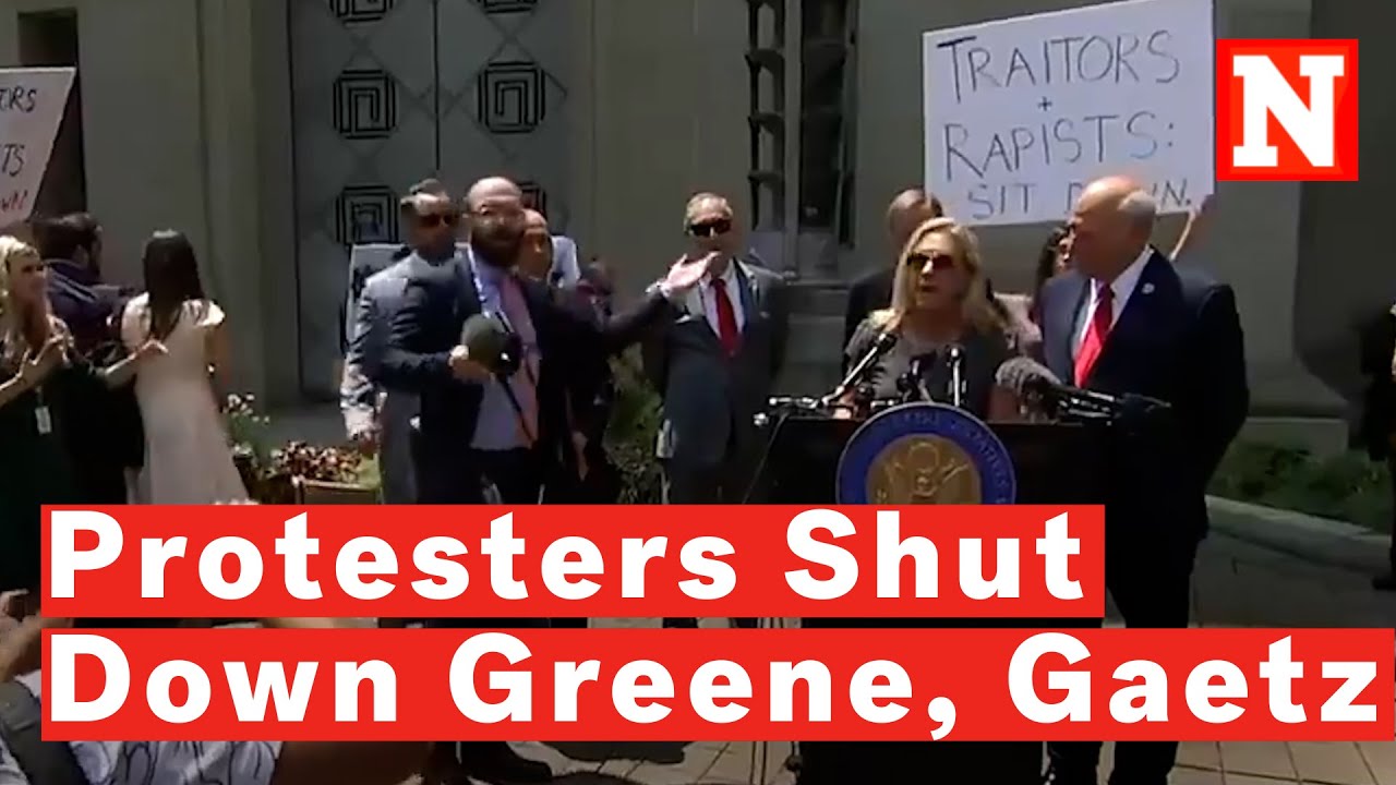 Watch Moment Protesters Crash Majorie Taylor Greene, Matt Gaetz Briefing