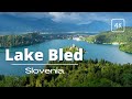 Beautiful Drone video of Lake Bled, Lake Bled Castle, Julian Alps, Slovenia
