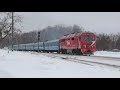 ТЭП70БС-064 с пассажирским поездом близ станции Полесский Парк(Гродно).Перегон Полесский Парк-Аульс.