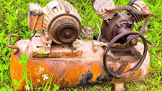Restoring An Extremely Rusted Classic Air Compressor \/\/ Classic Works Revived By Restoration Genius