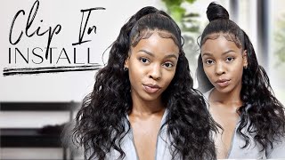 'CLIP WEAVE' TUTORIAL | Half Up Half Down W/ Curly Edges | NO LEAVE OUT CLIP INS | ft. CurlsQueen