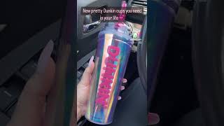 New pretty Dunkin cups you need in your life 💕 #dunkindonuts #pink #iridescent