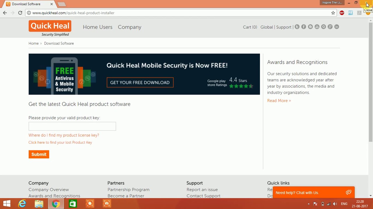 quick heal antivirus product key free download