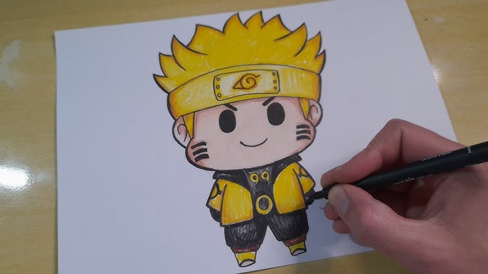 Um desenho de um personagem de desenho animado naruto vestindo um azul