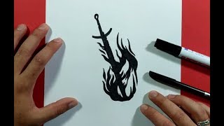 Como dibujar una espada paso a paso 6 | How to draw a sword 6