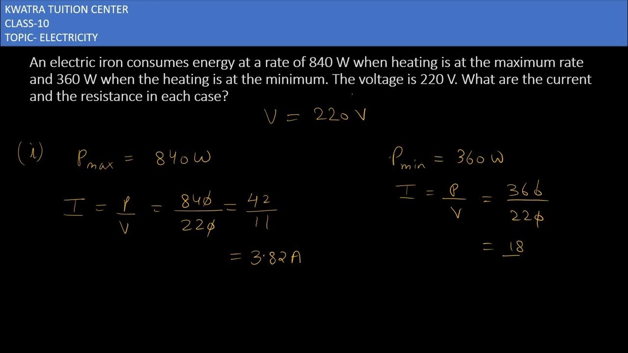 An electric iron consumes energy at a rate of 840 W when heating is at