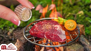 Best of Amazing Miniature In the Mini Forest with Butter Basted Steak | 1000+ Miniature Food