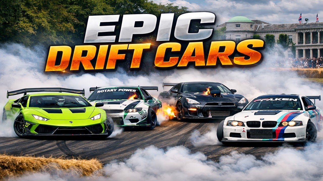 EPIC Drift Cars at Goodwood Festival of Speed 🔥Huracan SC,4-Rotor S15, V8 GT-R & 2JZ M3 | RAW SOUNDS