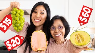 Trying EXPENSIVE Japanese FRUIT & Supermarket SUSHI (Featuring my Mom)