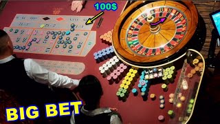 BIGGEST BET IN ROULETTE CHIPS 100$ AND 25$ BIG TABLE SESSION HOT MORNING TUESDAY ✔ 20240528