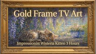 Impressionist Wisteria Kitten | Gold Frame TV Art 4K (3 Hours) screenshot 1