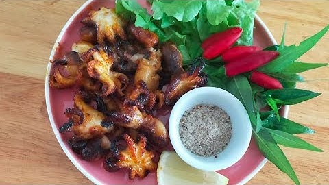 BẠCH TUỘC NƯỚNG SA TẾ  (bằng nồi chiên không dầu ) cực ngon