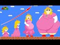 Evolution of fat peach princess peach super sized in maze mayhem  game animation