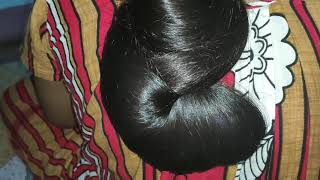 Silky Long hair play. Different big bun style for long hair.