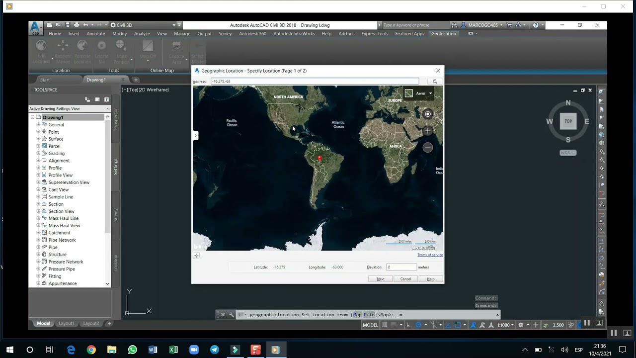 GEOREFERENCIAR EN CIVIL 3D y USAR MAPAS EN LINEA - YouTube