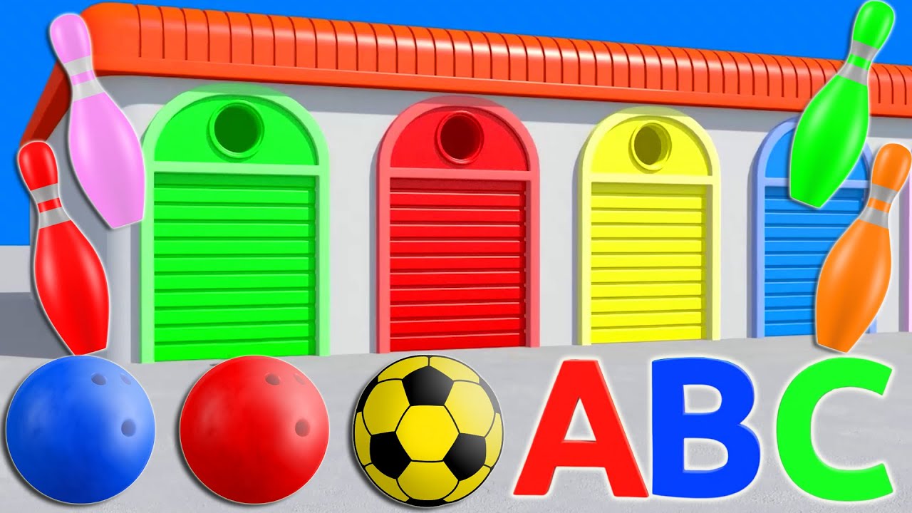 Learn Alphabet with ABC Song Bowling & Soccer Ball Colors For Kids