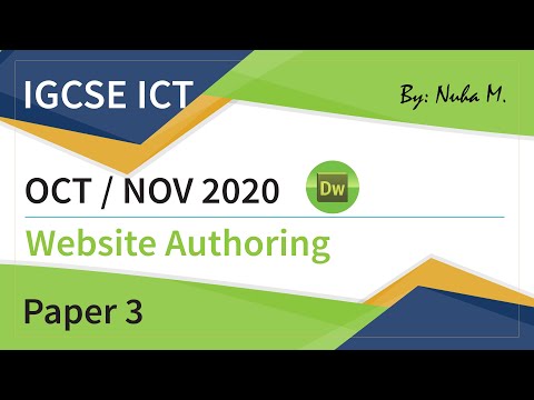 IGCSE ICT Oct Nov 2020 Paper 3 Website Authoring Dreamweaver