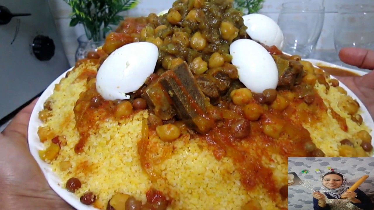 كسكس بسميدة الذرة باللحم التفاية بطريقة مفصلة و رائعة